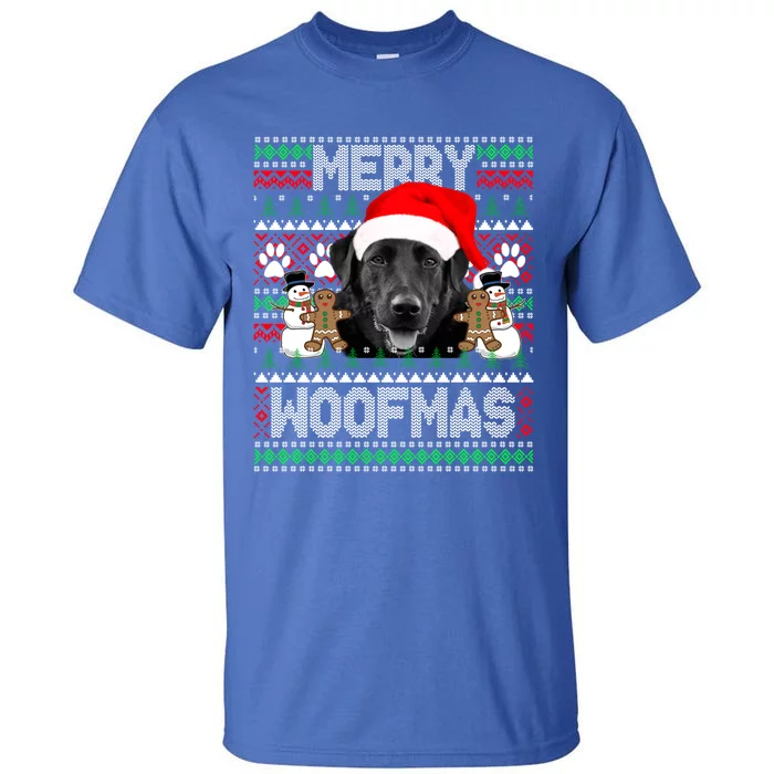 Merry Woofmas Cute Black Labrador Dog Ugly Sweater Great Gift Tall T-Shirt