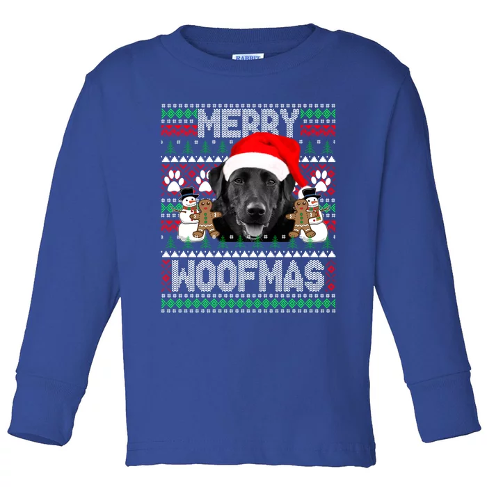 Merry Woofmas Cute Black Labrador Dog Ugly Sweater Great Gift Toddler Long Sleeve Shirt