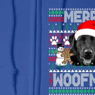 Merry Woofmas Cute Black Labrador Dog Ugly Sweater Great Gift Full Zip Hoodie