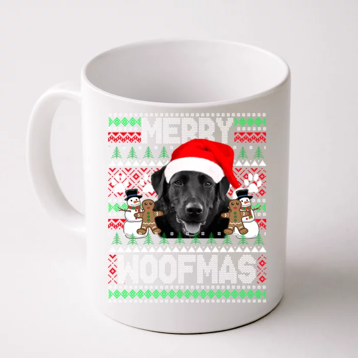 Merry Woofmas Cute Black Labrador Dog Ugly Sweater Great Gift Front & Back Coffee Mug