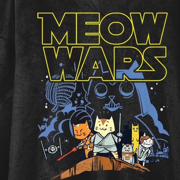 Meow Wars Cat Gifts For Cat Lovers Cat Stuff Hemed Gifts Hooded Wearable Blanket