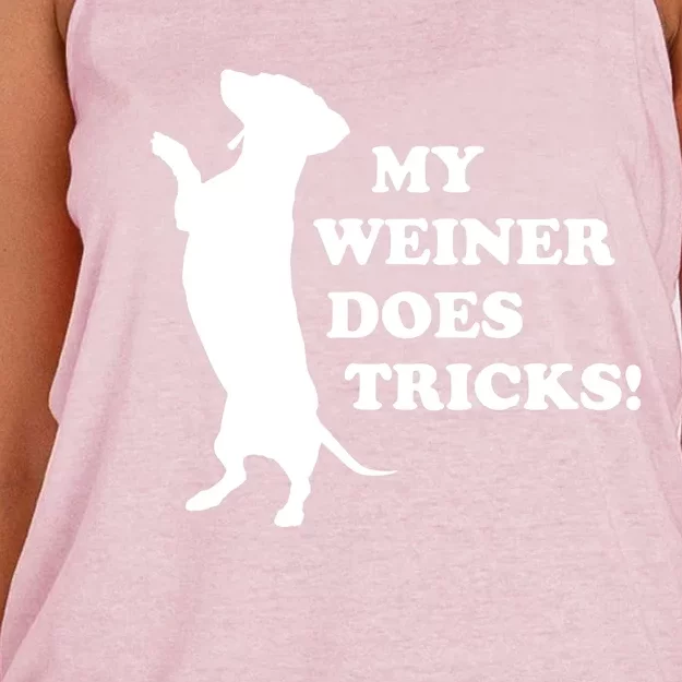 My Weiner Does Tricks Funny Dachshund Gift Women's Knotted Racerback Tank