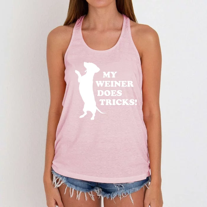 My Weiner Does Tricks Funny Dachshund Gift Women's Knotted Racerback Tank