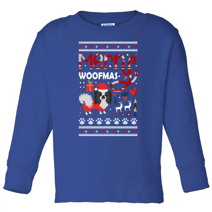 Merry Woofmas Dog Lover Ugly Sweater Funny Gift Toddler Long Sleeve Shirt