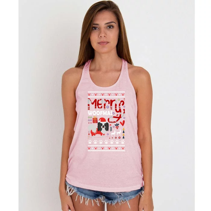 Merry Woofmas Dog Lover Ugly Sweater Funny Gift Women's Knotted Racerback Tank