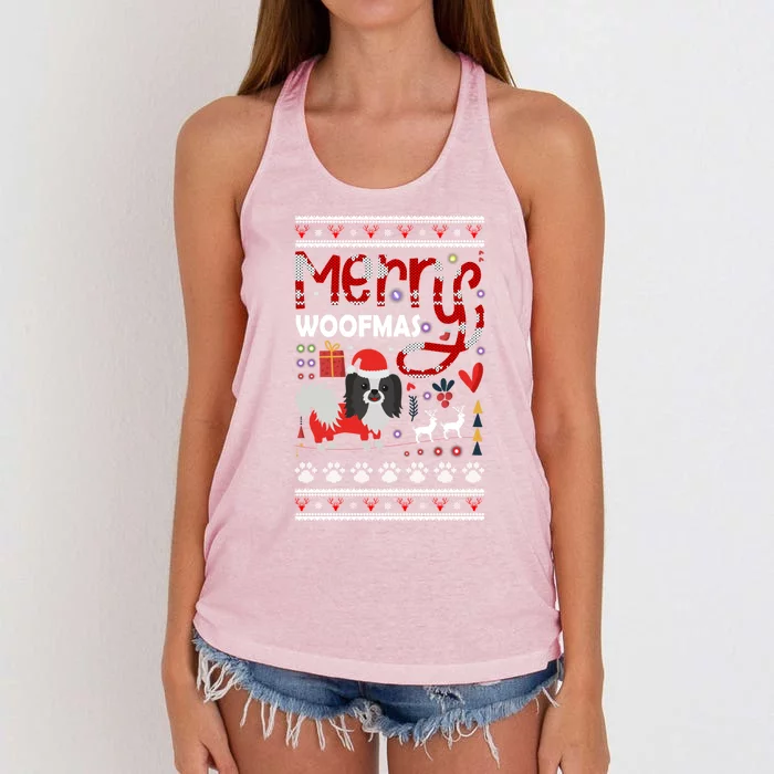 Merry Woofmas Dog Lover Ugly Sweater Funny Gift Women's Knotted Racerback Tank