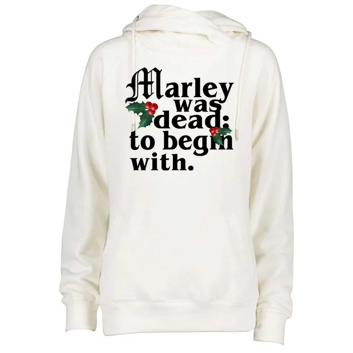 Marley Was Dead To Begin With Mistletoe Christmas Womens Funnel Neck Pullover Hood