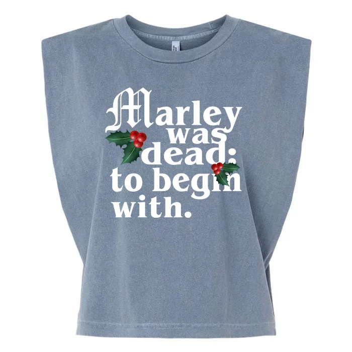 Marley Was Dead To Begin With Mistletoe Christmas Garment-Dyed Women's Muscle Tee