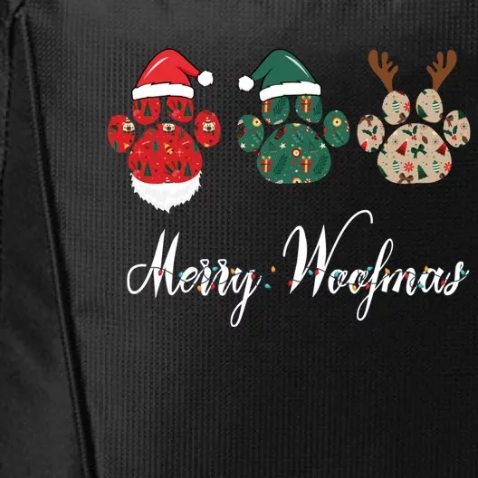 Merry Woofmas Dog Christmas Paw Gift City Backpack