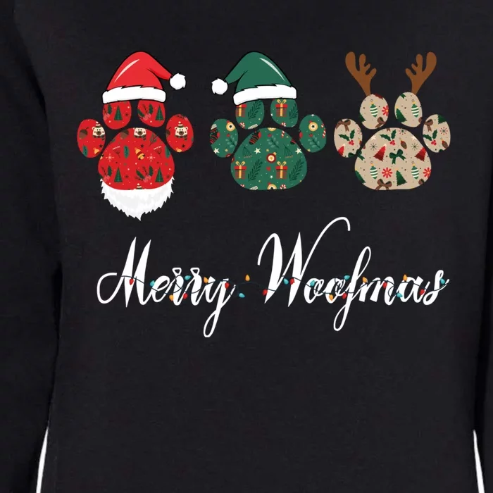 Merry Woofmas Dog Christmas Paw Gift Womens California Wash Sweatshirt