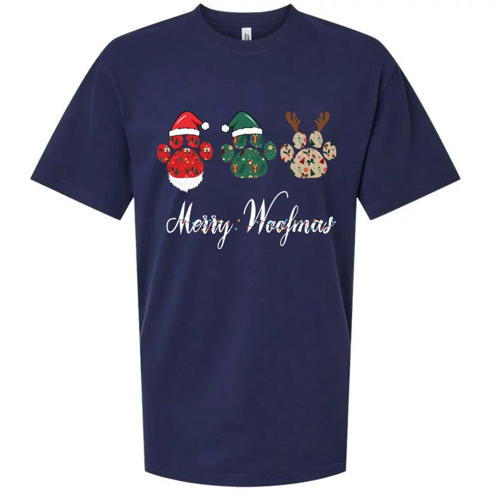 Merry Woofmas Dog Christmas Paw Gift Sueded Cloud Jersey T-Shirt