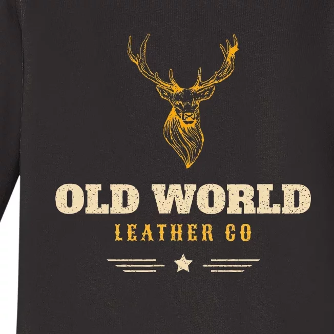 Monster Whitetail Deer Old World Leather Baby Long Sleeve Bodysuit