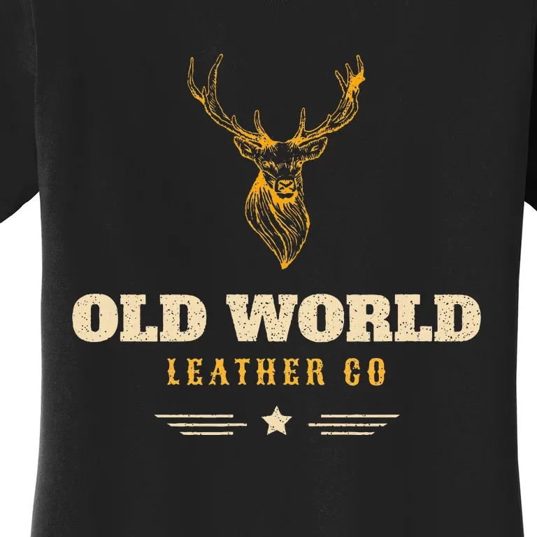 Monster Whitetail Deer Old World Leather Women's T-Shirt