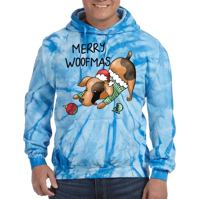 Merry Woofmas Dog Christmas Tie Dye Hoodie