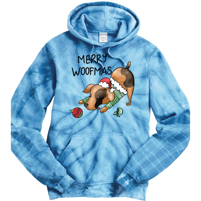 Merry Woofmas Dog Christmas Tie Dye Hoodie