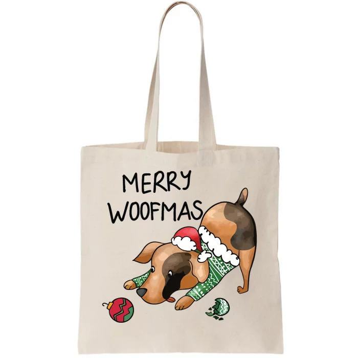 Merry Woofmas Dog Christmas Tote Bag