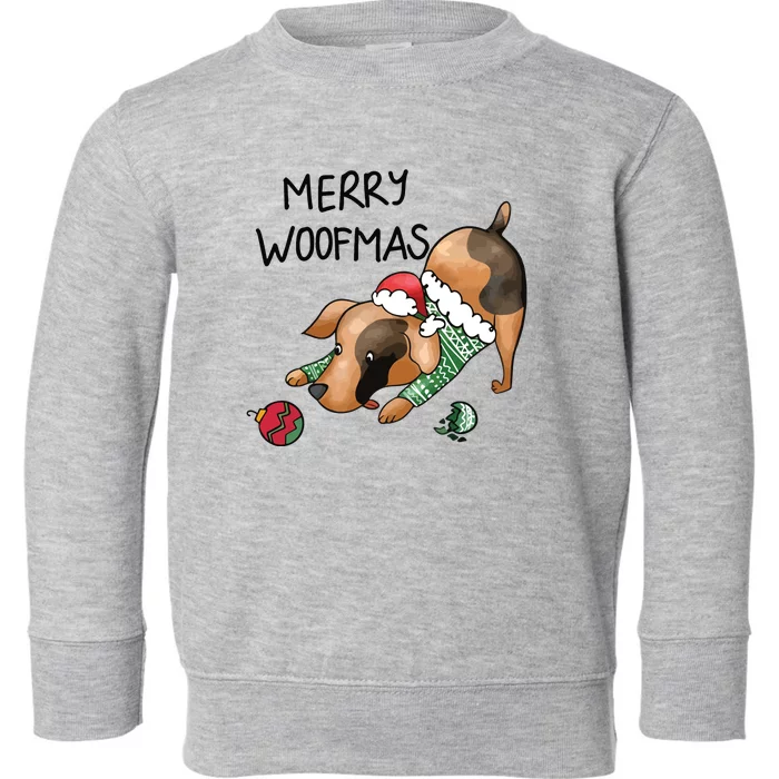 Merry Woofmas Dog Christmas Toddler Sweatshirt