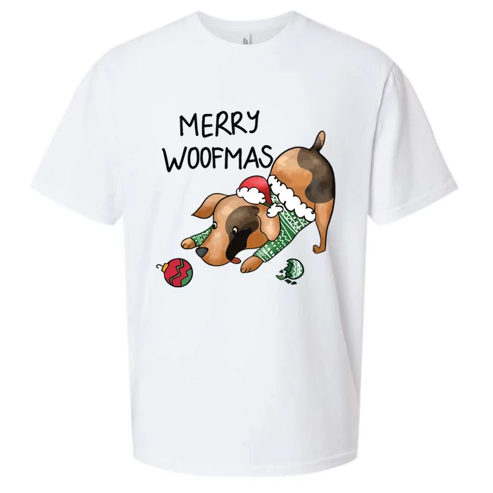 Merry Woofmas Dog Christmas Sueded Cloud Jersey T-Shirt