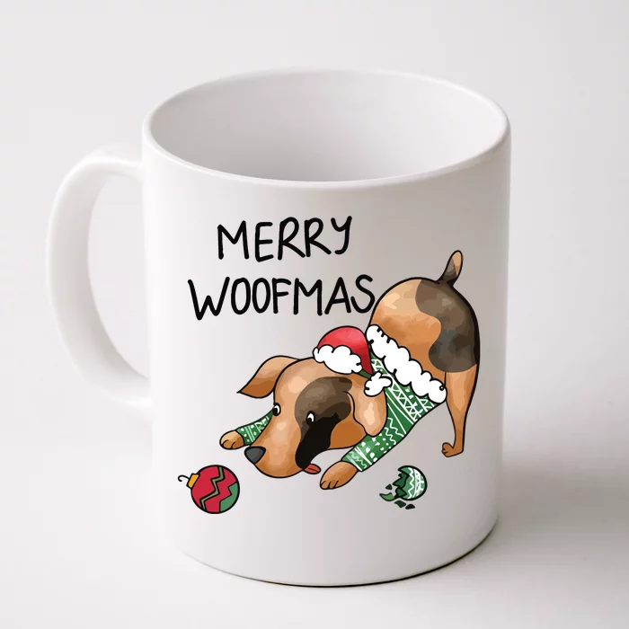 Merry Woofmas Dog Christmas Front & Back Coffee Mug