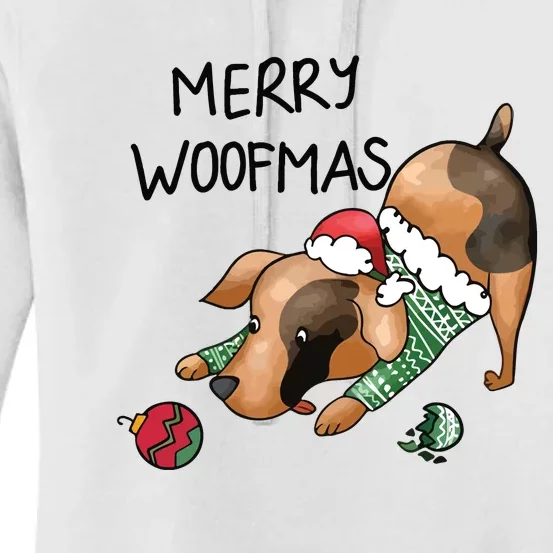 Merry Woofmas Dog Christmas Women's Pullover Hoodie