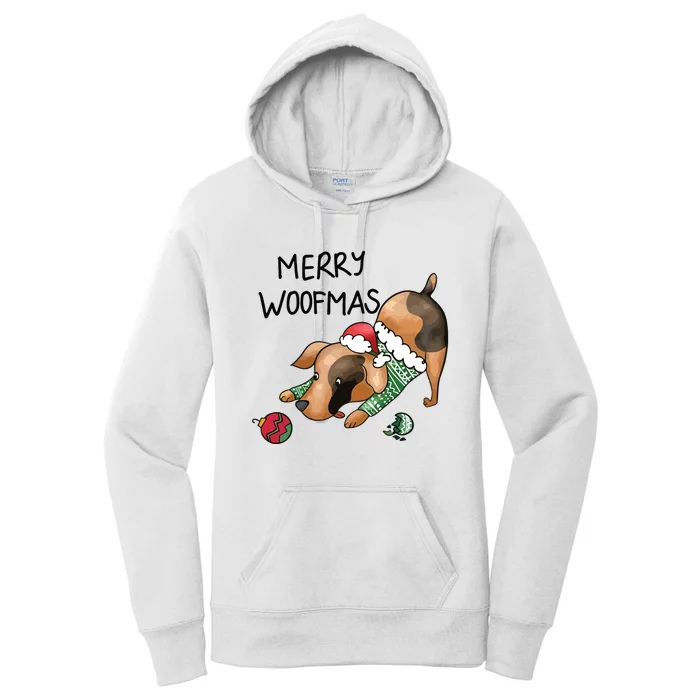 Merry Woofmas Dog Christmas Women's Pullover Hoodie