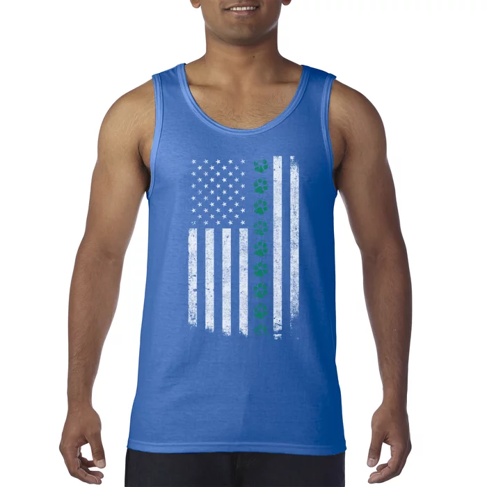 Military Working Dog American Flag Thin Green Line K9giftunit Funny Gift Tank Top