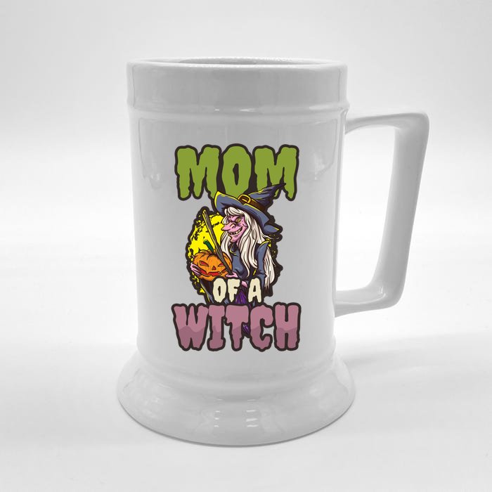 Mom Witch Design Halloween Witch Meaningful Gift Front & Back Beer Stein