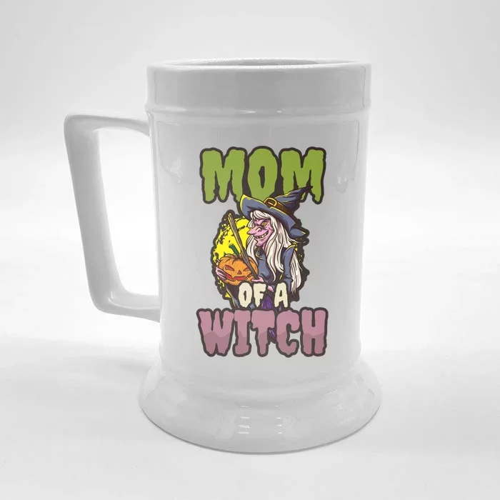 Mom Witch Design Halloween Witch Meaningful Gift Front & Back Beer Stein