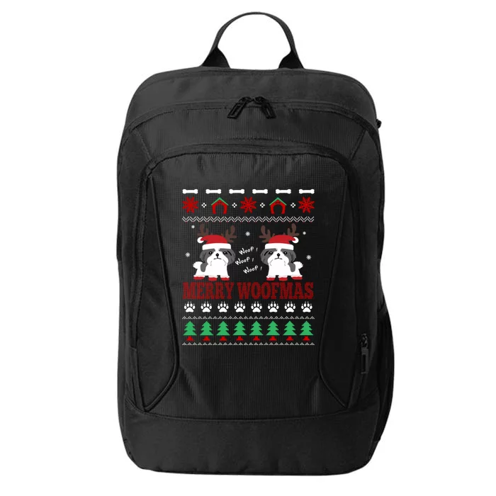 Merry Woofmas Dog Shih Tzu Ugly Christmas City Backpack