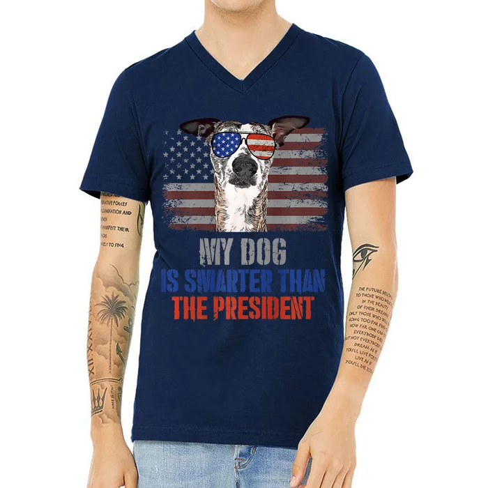 My Whippets Dog Smarter Than President Funny Political V-Neck T-Shirt