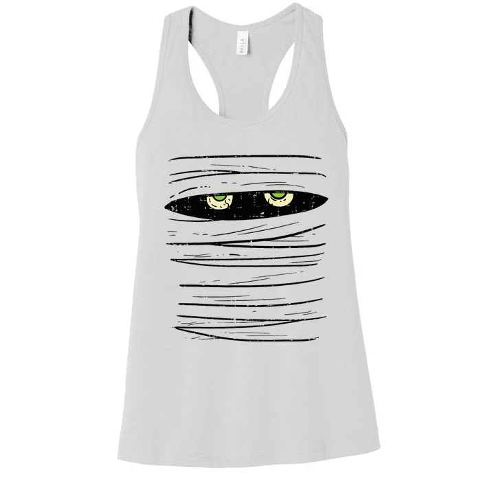 Mummy Wrap Eyes Costume Funny Scary Halloween Women's Racerback Tank