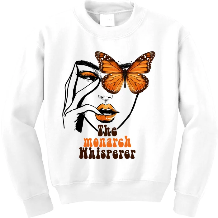 Monarch Whisperer Endangered Butterfly Nature Lover Kids Sweatshirt