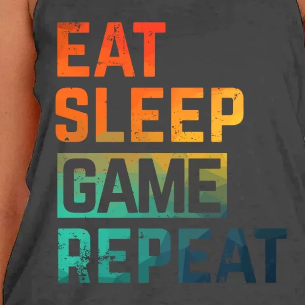 Men Women Eat Sleep Game Repeat Gift Game Controllers Women's Knotted Racerback Tank