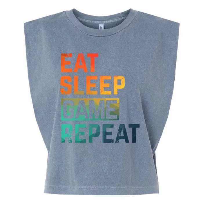 Men Women Eat Sleep Game Repeat Gift Game Controllers Garment-Dyed Women's Muscle Tee