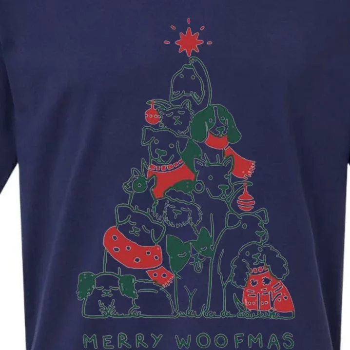 Merry Woofmas Funny Dogs Christmas Tree Xmas Gift Sueded Cloud Jersey T-Shirt