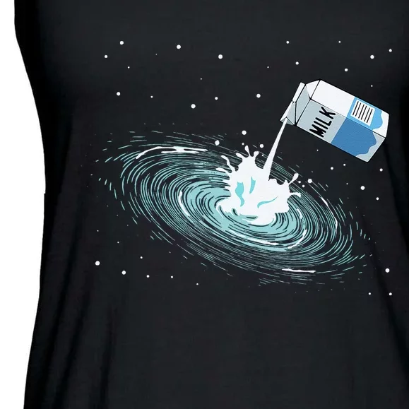 Milky Way Funny Cute Space Astronomy Galaxy Pun Graphic Milk Ladies Essential Flowy Tank