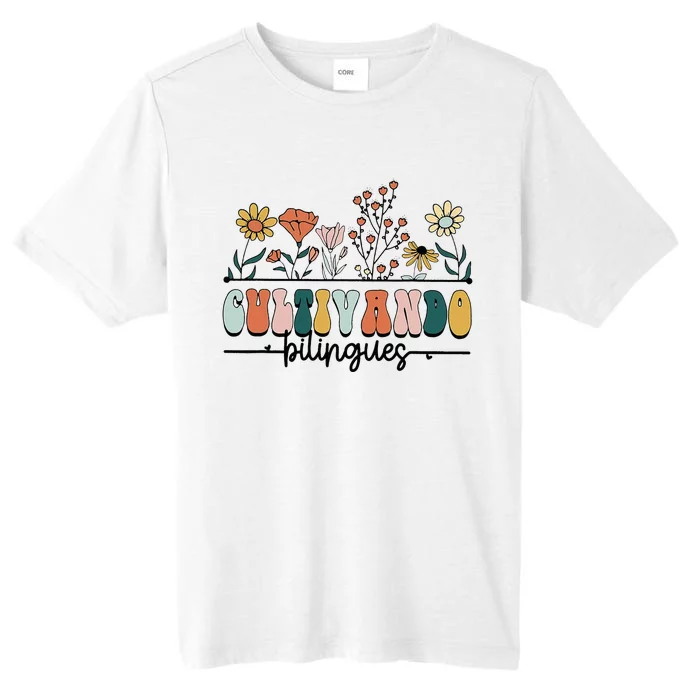 Maestra Wild Flowers Cultivando Bilingues Spanish Teacher ChromaSoft Performance T-Shirt