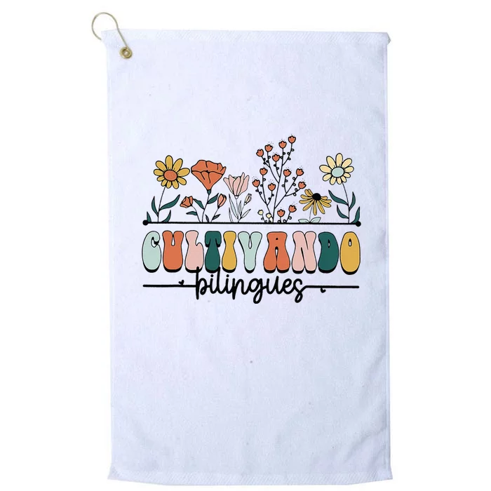 Maestra Wild Flowers Cultivando Bilingues Spanish Teacher Platinum Collection Golf Towel