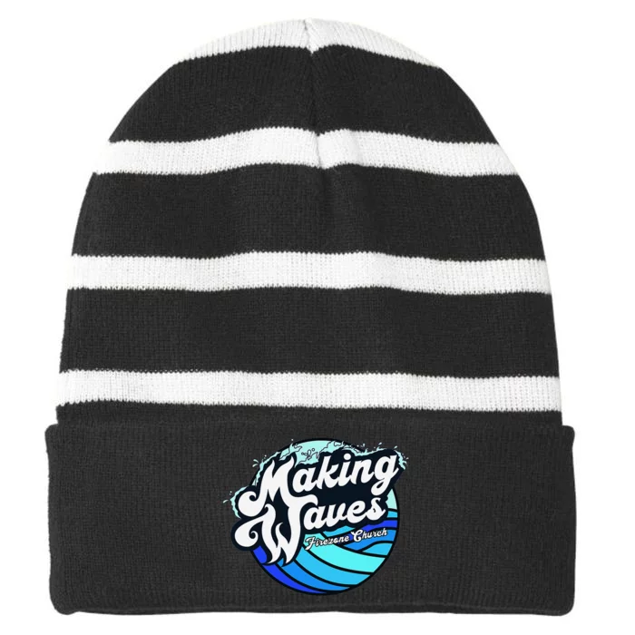 Making Waves Fun And Vibrant Design Striped Beanie with Solid Band