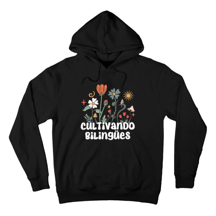 Maestra Wild Flowers Cultivando Bilingues Spanish Teacher Tall Hoodie