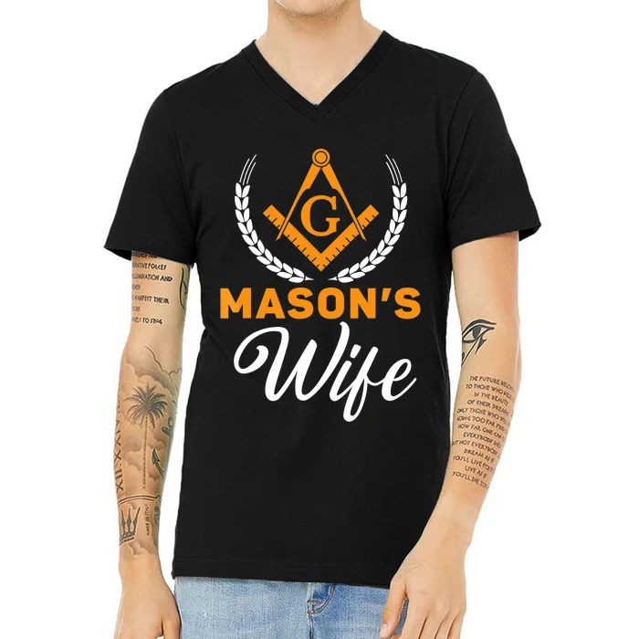 Mason's Wife Freemason Masonic Fraternal Freemasonry V-Neck T-Shirt