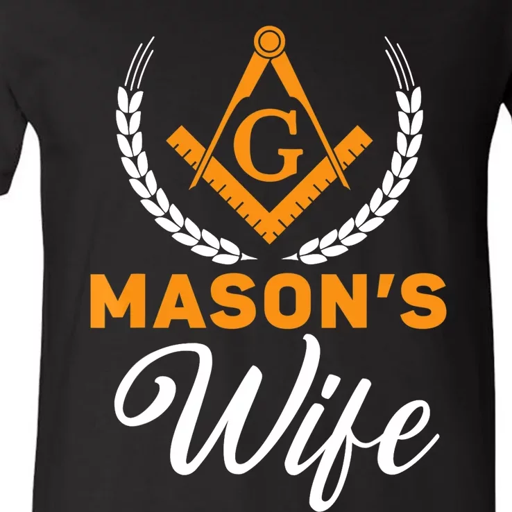 Mason's Wife Freemason Masonic Fraternal Freemasonry V-Neck T-Shirt