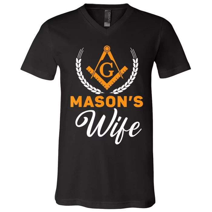 Mason's Wife Freemason Masonic Fraternal Freemasonry V-Neck T-Shirt