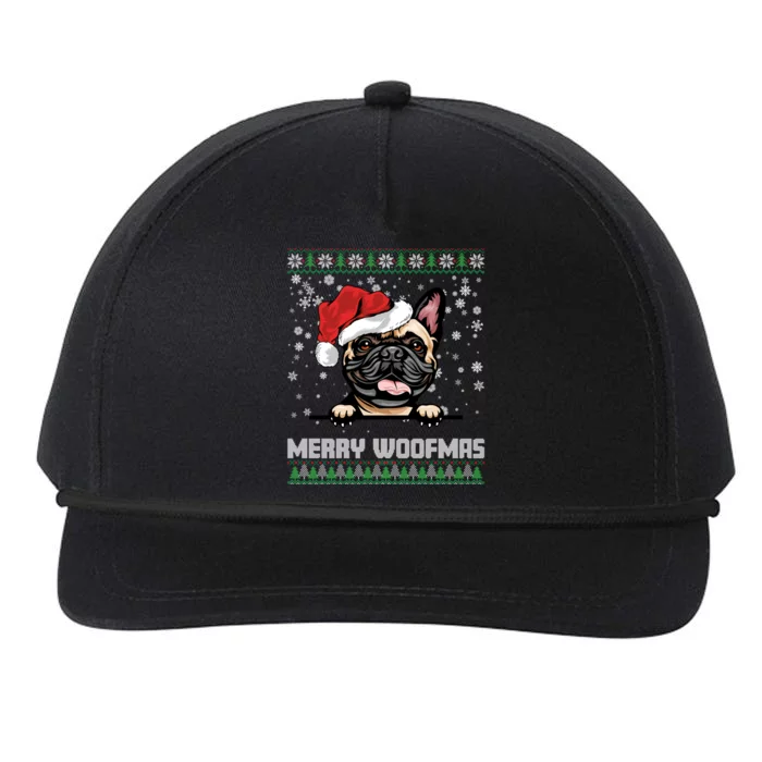 Merry Woofmas French Bulldog Christmas Dog Lovers Xmas Gift Snapback Five-Panel Rope Hat