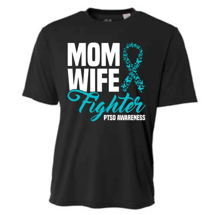 Mom Wife Fighter Teal Ribbon Ptsd Awareness Cool Gift Cooling Performance Crew T-Shirt