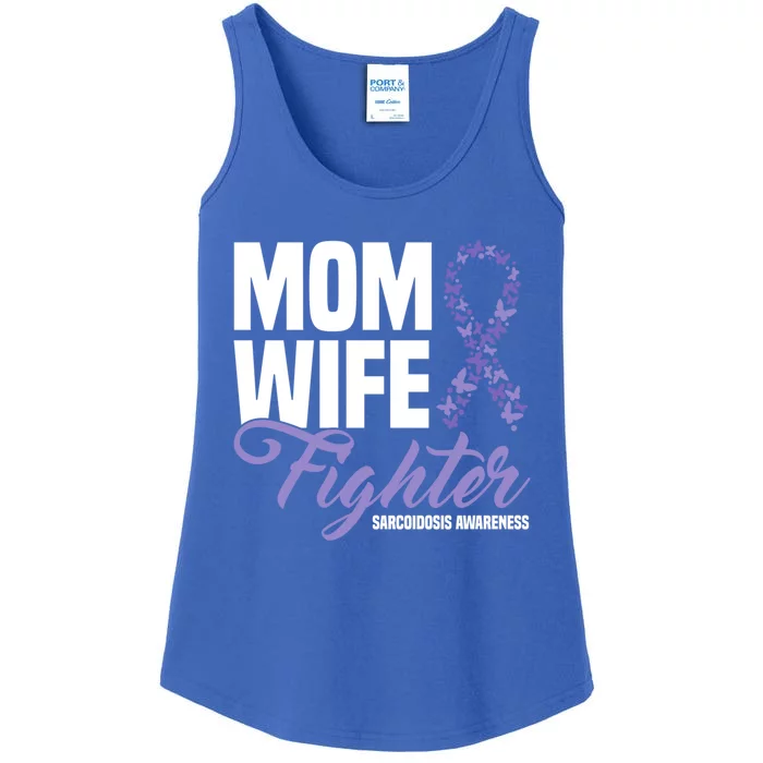 Mom Wife Fighter Purple Ribbon Sarcoidosis Awareness Gift Ladies Essential Tank