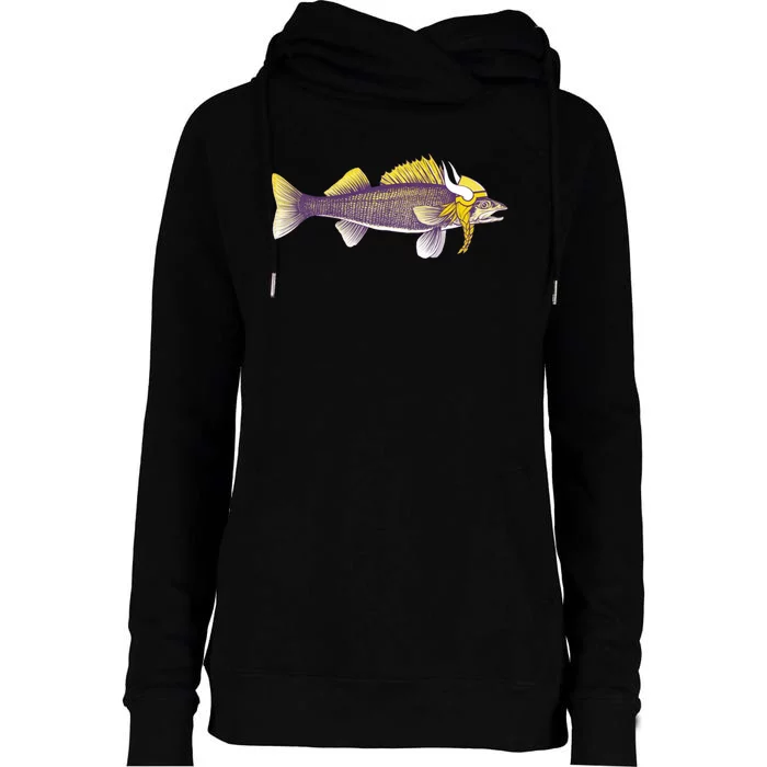 Minnesota Walleye Fishing Womens Funnel Neck Pullover Hood