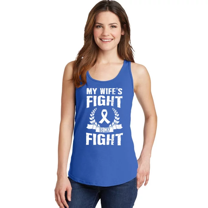 My Wife's Fight Is My Fight Lung Cancer Awareness Gift Ladies Essential Tank