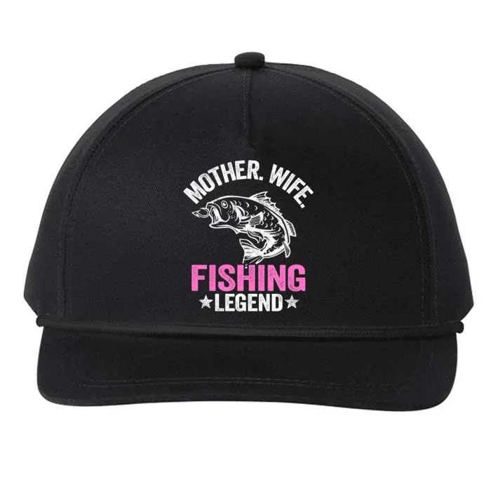 Mother Wife Fishing Legend Fisher Grandma Mom Fishing Gift Snapback Five-Panel Rope Hat