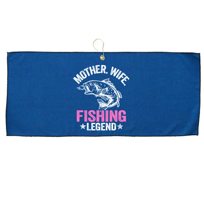 Mother Wife Fishing Legend Fisher Grandma Mom Fishing Gift Large Microfiber Waffle Golf Towel